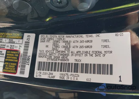 2023 Toyota Tundra 1794 Edition from USA, damaged, VIN 5TFMA5DB7PX080499